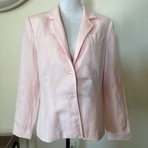 Tailor B. Moss Light Pink Women's linen blend Blazer with shoulder pads. 14